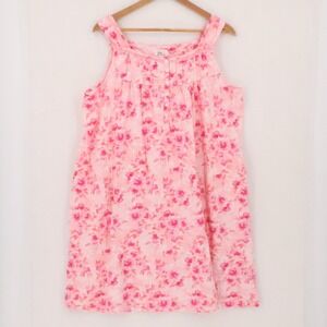 Aria Collection Floral Sleeveless Nightgown Dress Womens Size XL Pink Cotton